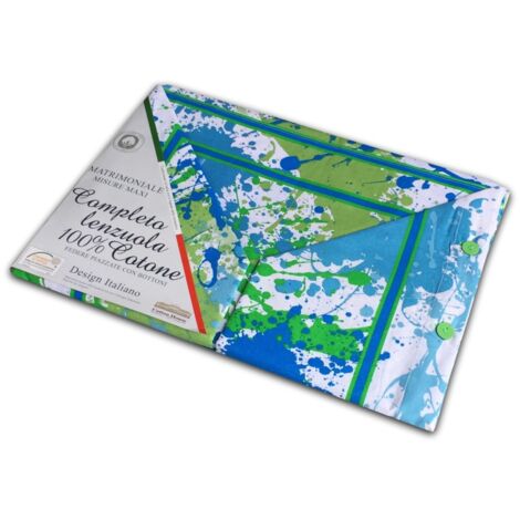PLEIN DRAP DE LIT DE PULVÉRISATION PEINT EN BLEU Doubles carrés