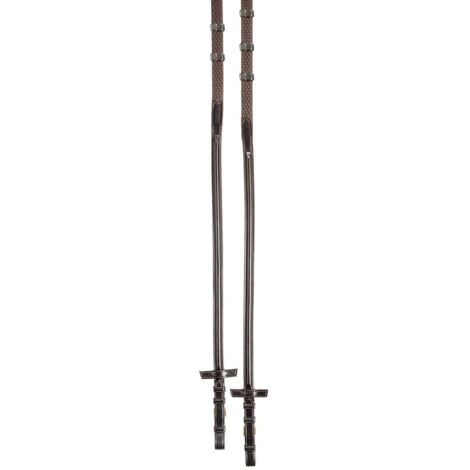 Plein mm 16- 5/8 po, Marron 04: Rênes tattini en cuir hypoallergénique et caoutchouc souple avec doublure synthétique et clips en cuir tous les 5 cm.