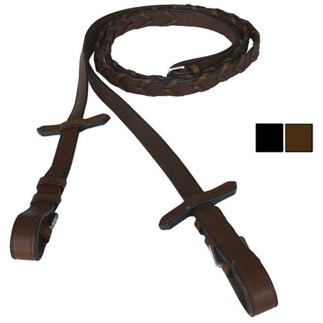 Plein mm 19 - 3/4 po, Noir 10: Rênes en cuir à chevrons