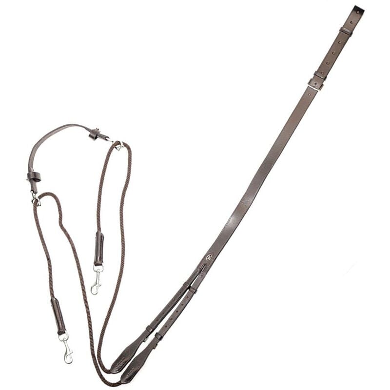 Cob, Marron: Chambon en cuir réglable avec tirants en nylon et boucles en acier inoxydable