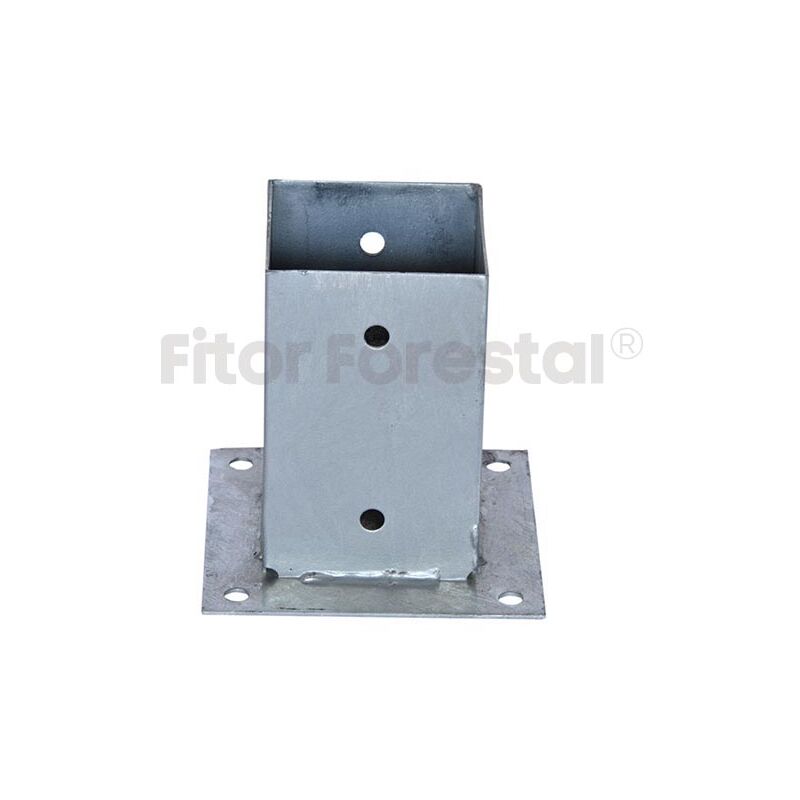 

Base plana para poste de 9x9cm galvanizada. Alta resistencia a oxidación