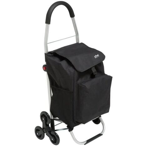 AC-DECO FIVE Carro de la compra 6 ruedas, plegable, negro, bolsillo térmico