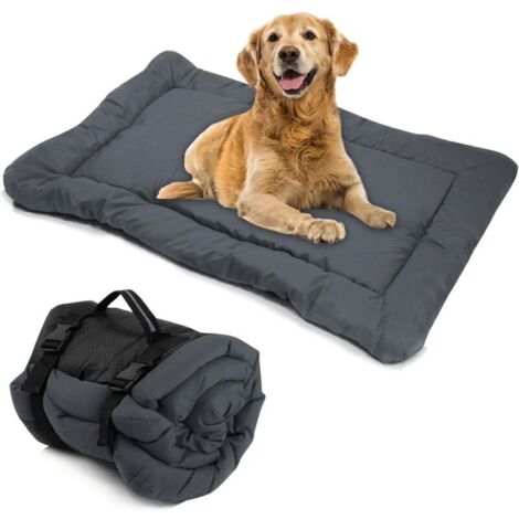 Pliable Tapis pour Chien Lit pour Chien Grand Moyen Portable Coussin pour Chien Chat Imperméable Grande Couverture de Voyage Extérieur pour Animaux de Compagnie Multifonction Matelas, 90x60 cm (Gris)