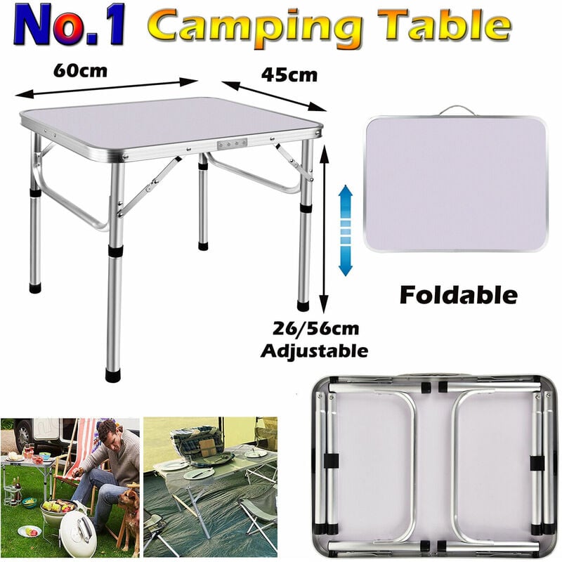 Pliant 2 pieds table de camping en aluminium pique - nique portable réglable partie bbq extérieur