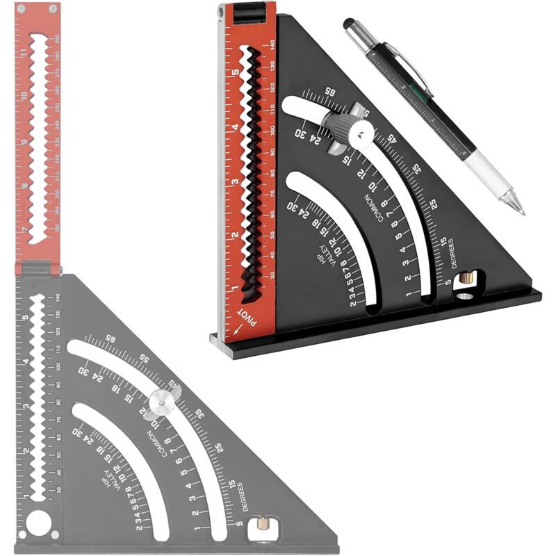 Pliant Métal Charpentier Carré Marqueur Stylo 4 en 1 Aluminium Multi-Outil Règle Carré Marqueur Guide Rapporteur
