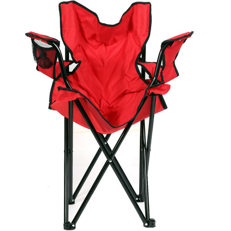 Pliante Chaise De Camp,Siège Pliant et Portable, jardin Portable président de pêche pliante président plage Avec Porte-Boisson Sac-rouge