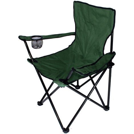 Pliante Chaise De Camp,Siège Pliant et Portable, jardin Portable président de pêche pliante président plage Avec Porte-Boisson Sac-Vert