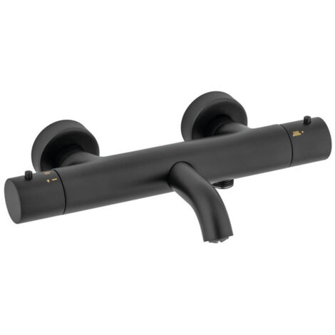 Plieger Napoli robinet de baignoire thermostatique avec inverseur avec raccords corps froid noir mat
