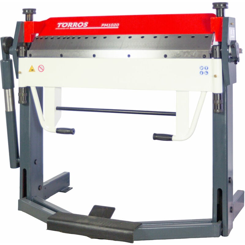 Plieuse de tôle manuelle et à pied largeur du travail 1020 mm 0-135° épaisseurs jusque 2,5 mm segments en haut incl. butée de longueur Torros PM1020