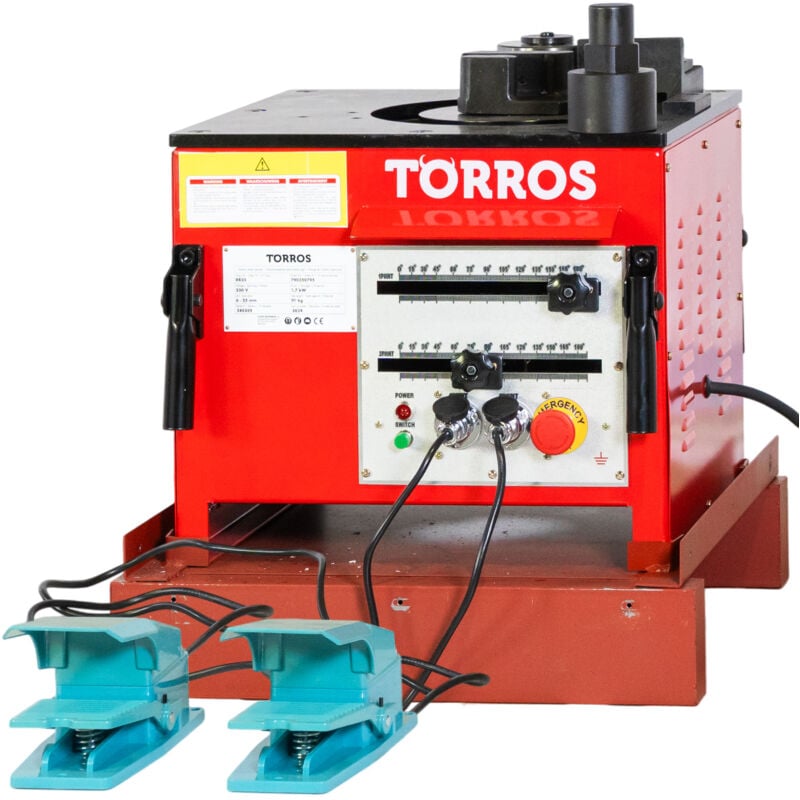 Plieuse fer à beton électrique pour cintrage barres d'armature de 6 à 25 mm angles de 0° à 180° 1,7 kW 230V Torros RB25