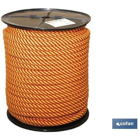 PLIMPO carrete cuerda helicoidal 8mm 50 m. rojo/amar.