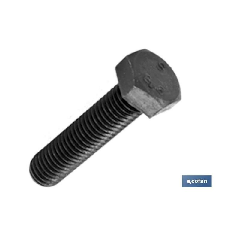 Cofan - din-933 c-8.8 m-10 x 120 n caja 25 unid. , Tornillo cabeza hexagonal DIN-933, rosca total, clase 8.8, acabado negro. Medidas desde M-4 hasta