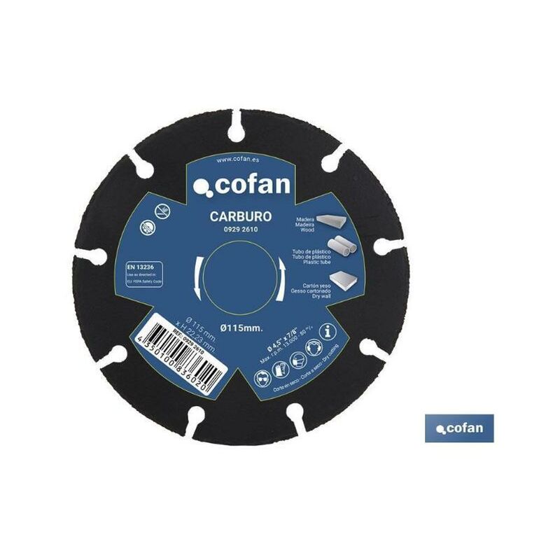 Cofan - disco especial de carburo para materiales blandos ø115x1 mm