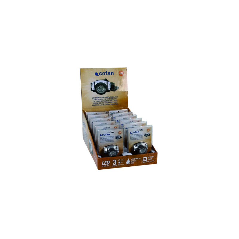

Expositor 12 uds Linterna Cabeza 19 led