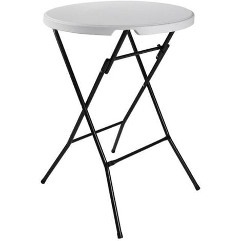PLIMPO mesa alta plegable blanca 80x80x110cm
