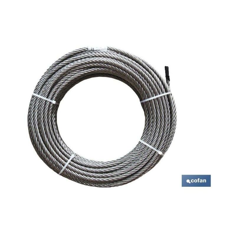 Cofan - rollo 50 mts. cable inox 6mm. , Cable de 7 hilos por 7, con un hilo central más, según forma D-1570. Con calidad inoxidable AISI-316. Ideal