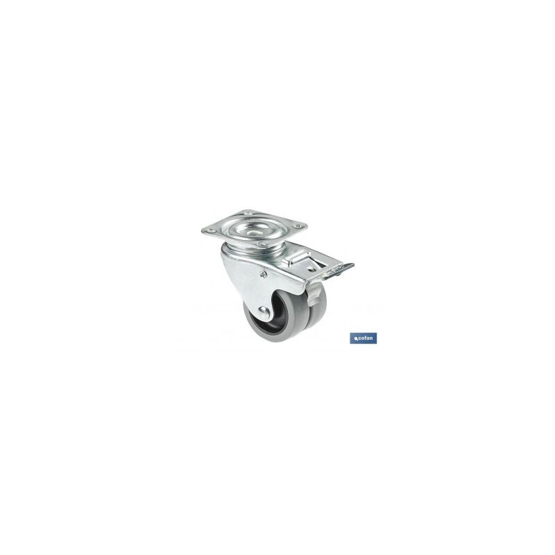 

Rueda doble polipropileno placafreno Ø50mm