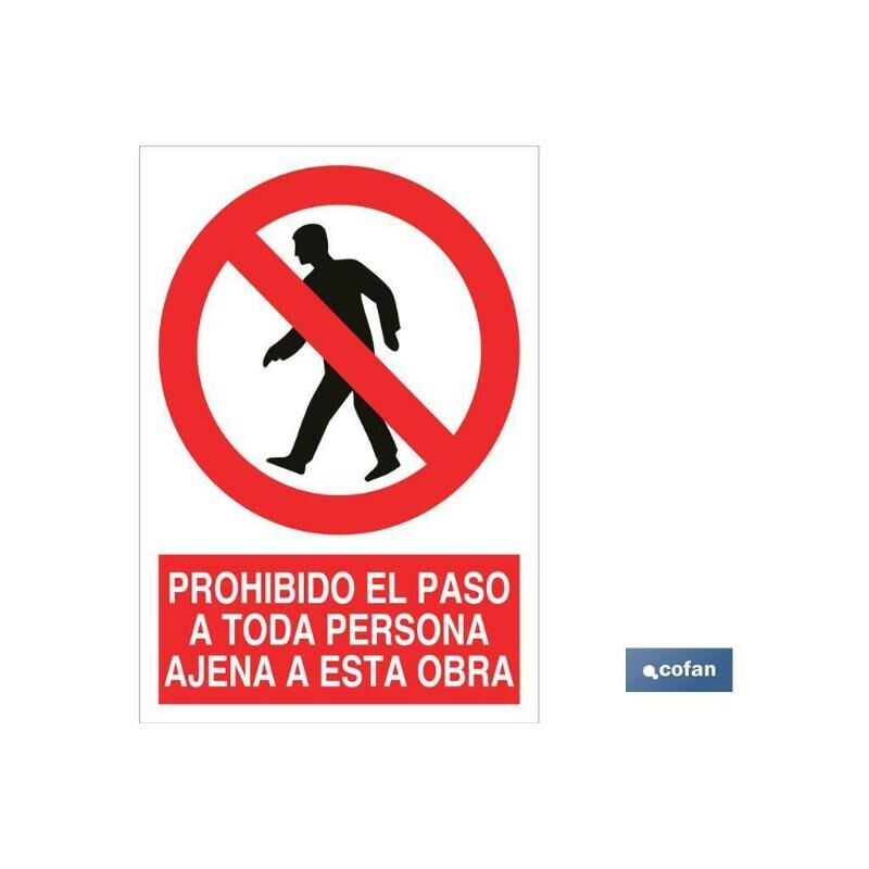 

PLIMPO señal adhesivo 297x210mm. prohibido el paso a toda persona ajena a esta obra