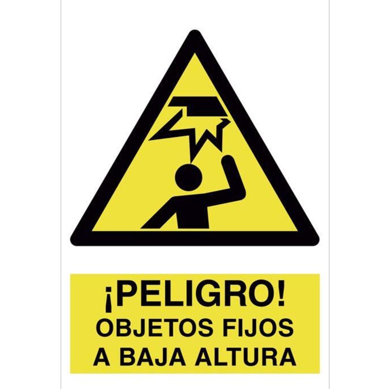 

PLIMPO señal poliestireno 1,5mm 210x148 ¡peligro! objetos fijos a baja altura