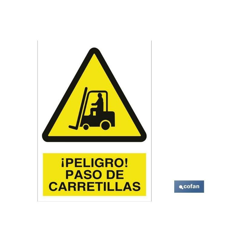 

PLIMPO señal poliestireno 1,5mm 210x148 ¡peligro! paso de carretillas