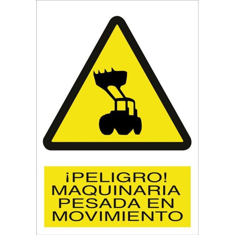 

PLIMPO señal poliestireno 210x2148mm. ¡peligro! maquinaria pesada en movimiento