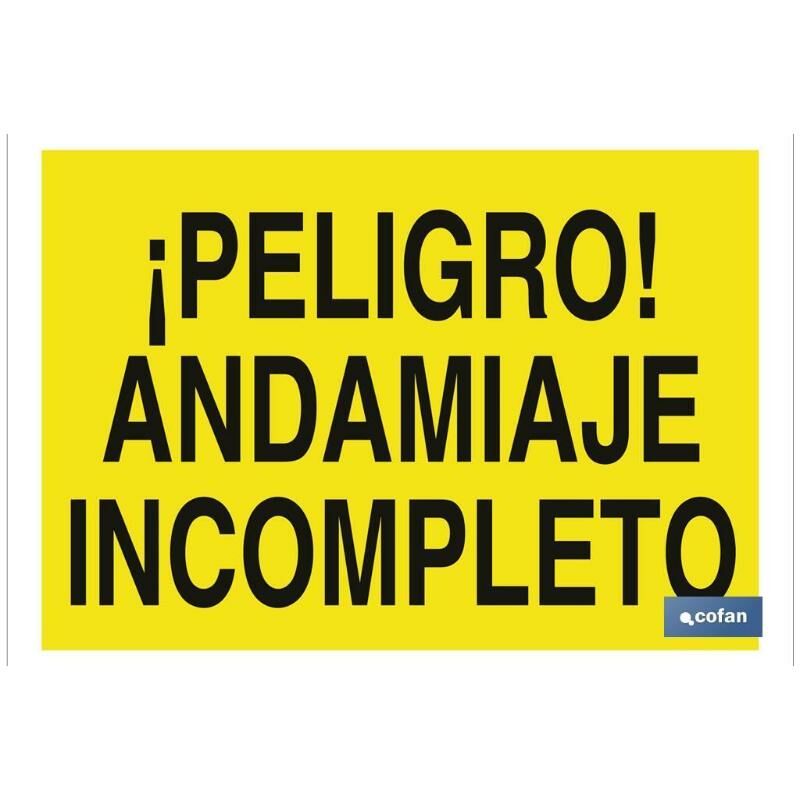 

PLIMPO señal poliestireno 420x297 ¡peligro! andamiaje incompleto