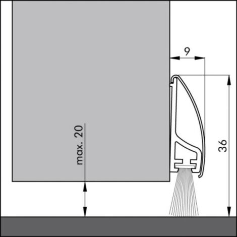 Plinthe bas de porte pour baie coulissante - Décor : Brossé - Longueur : 1000 mm - Matériau : Inox 316 - Version : A brosse - ELLEN