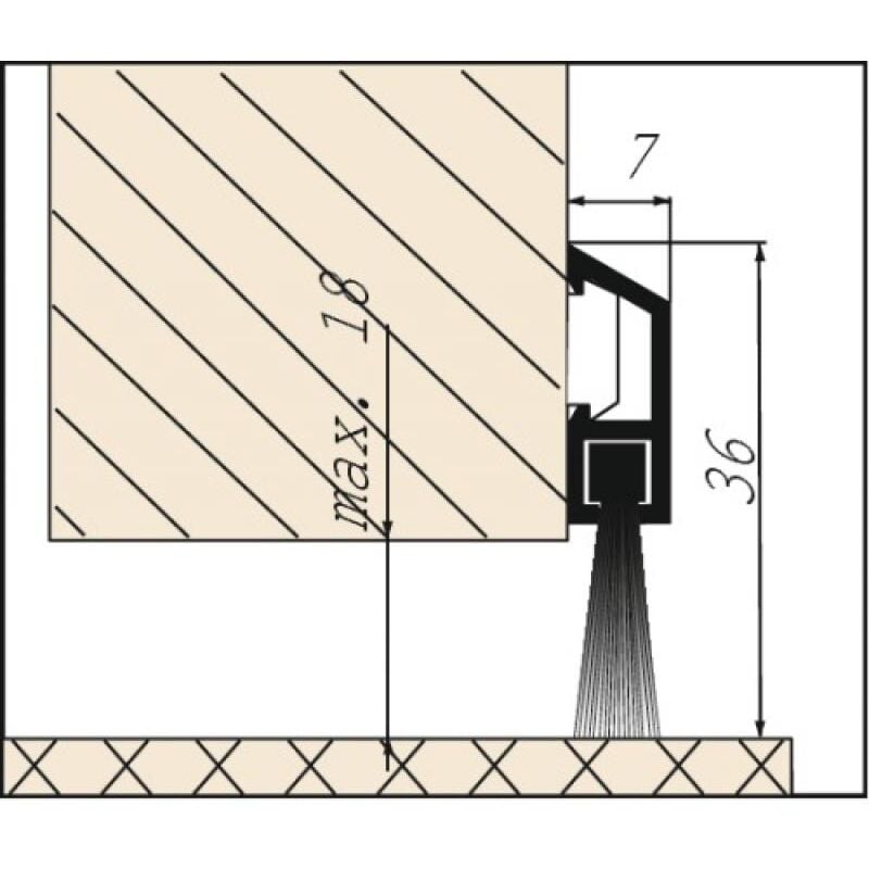 Ellen - Profil brosse pour bas de porte pré-percé pro-design - Hauteur de brosse : 18 mm - Hauteur de profil : 18 mm - Longueur du profil : 1000 mm