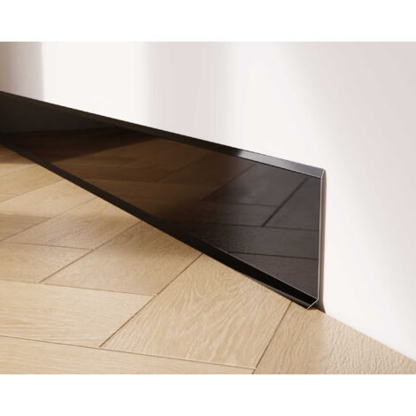 Plinthe décorative F en acier inoxydable pour mur 10cm x 270cm  - noir brillant