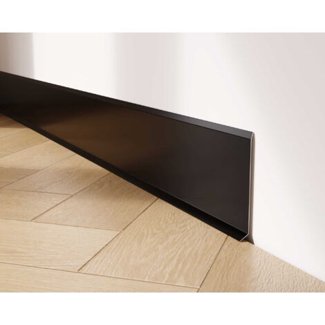Plinthe décorative F en acier inoxydable pour mur 10cm x 270cm - noir mat