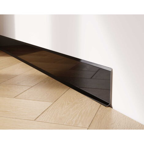 Plinthe décorative F en acier inoxydable pour mur et mur 8cm x 270cm - noir brillant