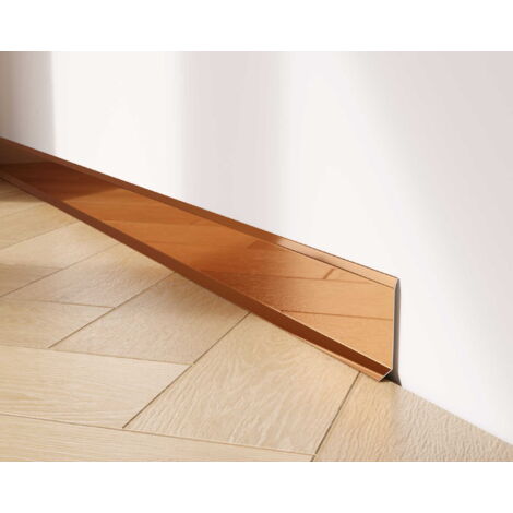 Plinthe décorative F en acier inoxydable pour mur et paroi 6cm x 270cm - cuivre poli