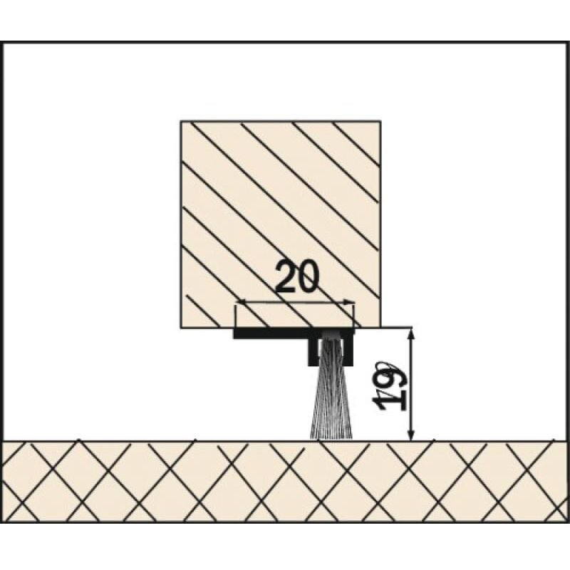 Profil brosse pour bas de porte pré-percé 30870 - Hauteur de brosse : 32 mm - Hauteur de profil : 18 mm - Longueur du profil : 3000 mm - Finition :