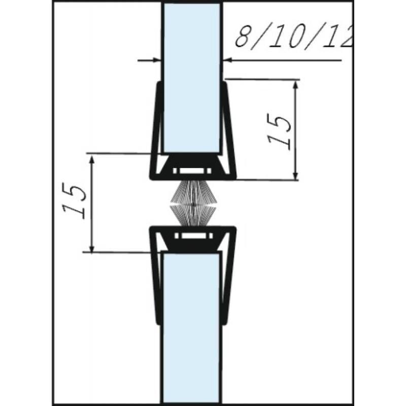 Plinthe en clippage à brosse droite de dessous de porte en verre type gdp pour porte épaisseur 10 mm Ellen