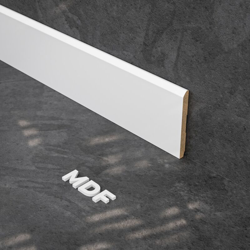 Mon Marché Déco - Plinthe mdf 2 m - Blanc - 100 x 10 mm, Lot de 5
