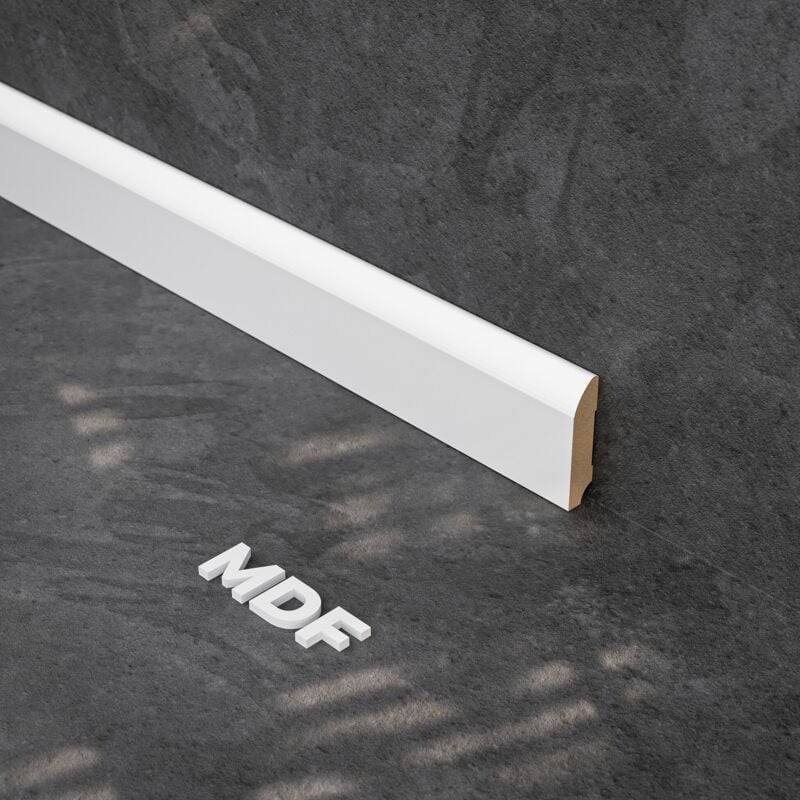 Mon Marché Déco - Plinthe mdf 2 m - Blanc - 60 x 14 mm, Lot de 5