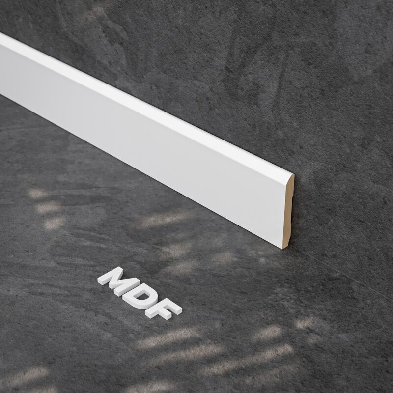 Mon Marché Déco - Plinthe mdf 2 m - Blanc - 70 x 10 mm, Lot de 5