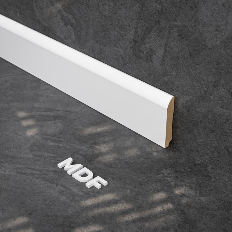 Mon Marché Déco - Plinthe mdf 2 m - Blanc - 80 x 14 mm, Lot de 5
