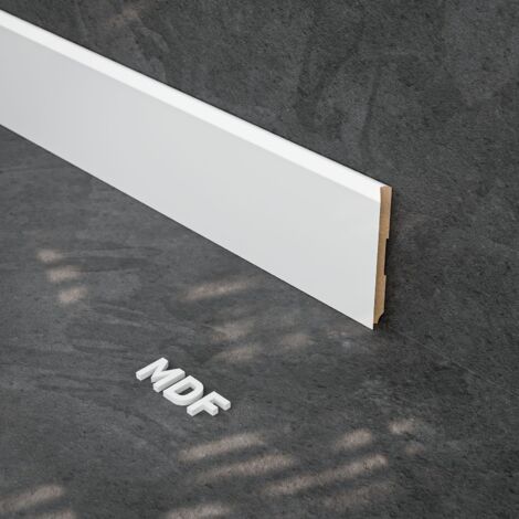 Plinthe MDF 2 m - Blanc - Lot de 5 - 100 x 10 mm