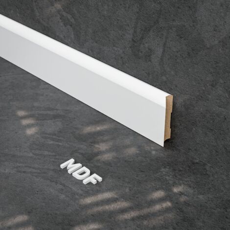 Plinthe MDF 2 m - Blanc - Lot de 5 - 80 x 14 mm