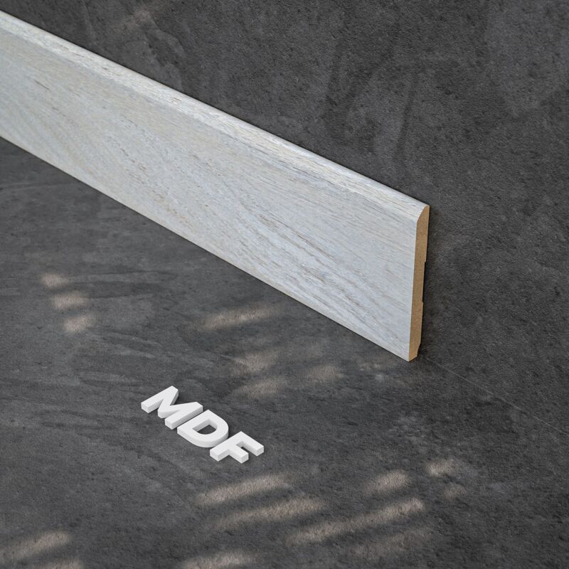 Mon Marché Déco - Plinthe mdf 2 m - Chêne Cendré - 100 x 10 mm, Lot de 5