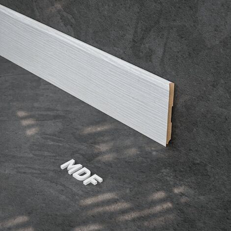 Plinthe MDF 2 m - Pin blanc - Lot de 5 - 100 x 10 mm