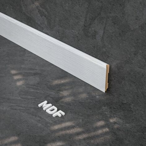 Plinthe MDF 2 m - Pin blanc - Lot de 5 - 70 x 10 mm