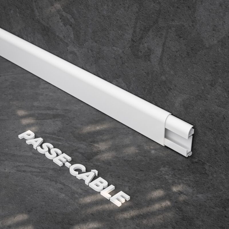 Mon Marché Déco - Plinthe Passe-Câble pvc 50 mm - Blanc - 2.60 m, Lot de 5