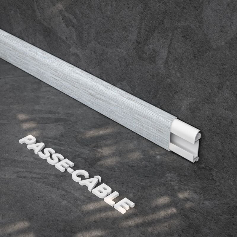 Mon Marché Déco - Plinthe Passe-Câble pvc 50 mm - Chêne de Wallonie - 1 m, à l'unité