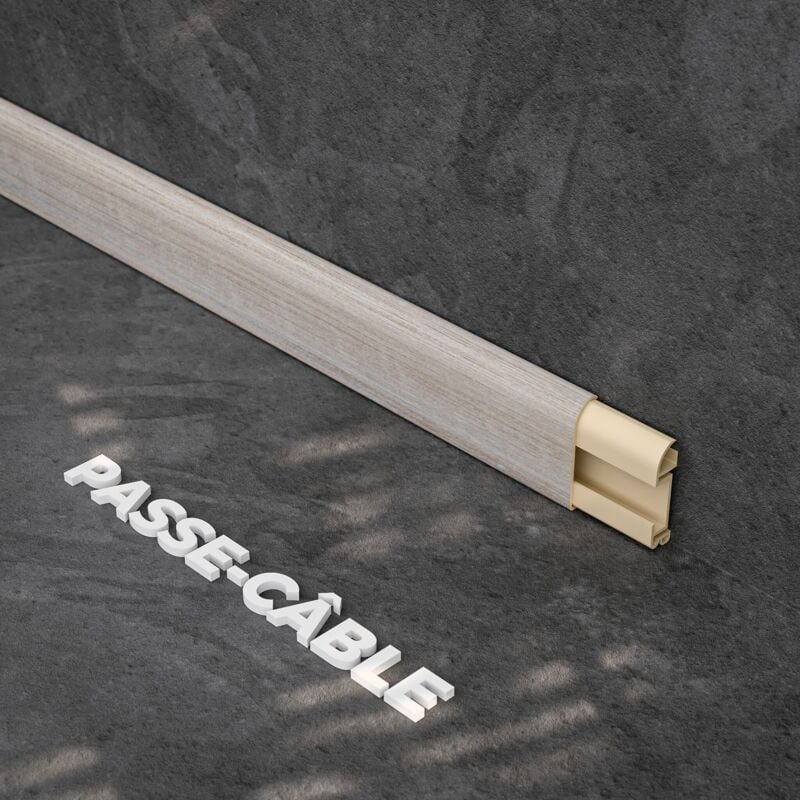 Mon Marché Déco - Plinthe Passe-Câble pvc 50 mm - Chêne Naturel - 1 m