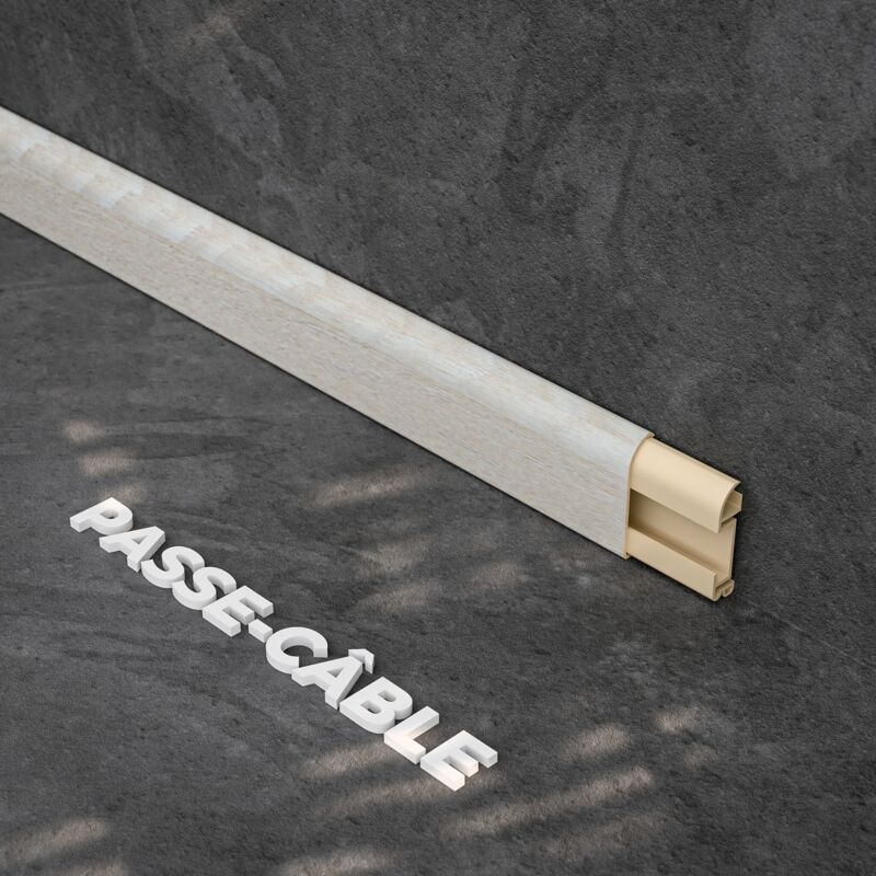Mon Marché Déco - Plinthe Passe-Câble pvc 50 mm - Planche Blanchie - 2.60 m, Lot de 5