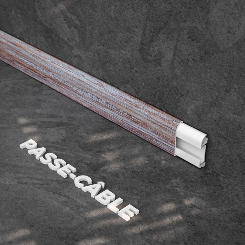 Mon Marché Déco - Plinthe Passe-Câble pvc 50 mm - Planche Vieillie - 1 m, à l'unité