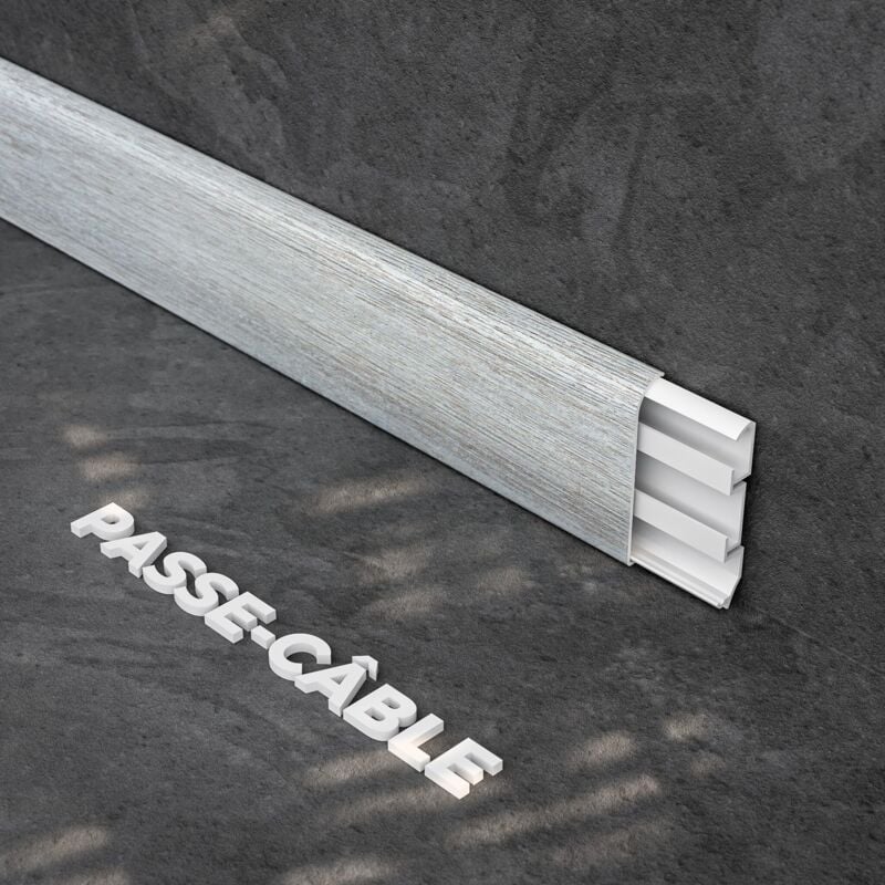 Plinthe Passe-Câble pvc 80 mm - Chêne de Wallonie - 1 m, à l'unité