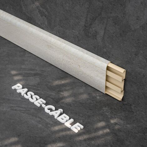 Plinthe Passe-Câble PVC 80 mm - Planche Blanchie - 1 m, À l'unité